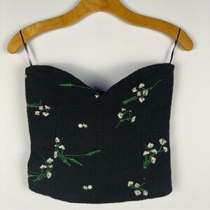 Zara Embroidered Strapless Sweetheart Bustier Crop